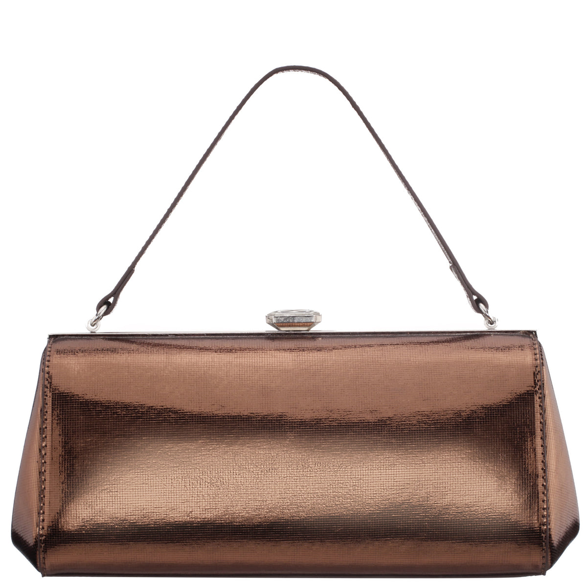 Delsie Brown Mini Geo Metallic Frame Clutch | Nina Shoes