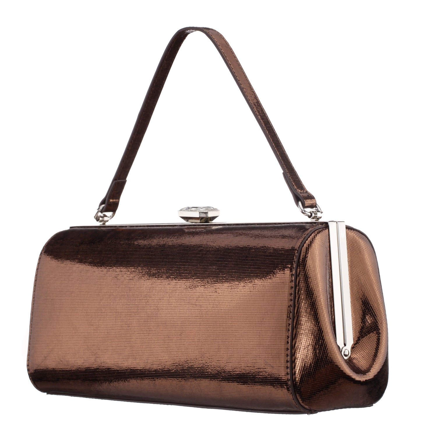 Delsie Brown Mini Geo Metallic Frame Clutch | Nina Shoes