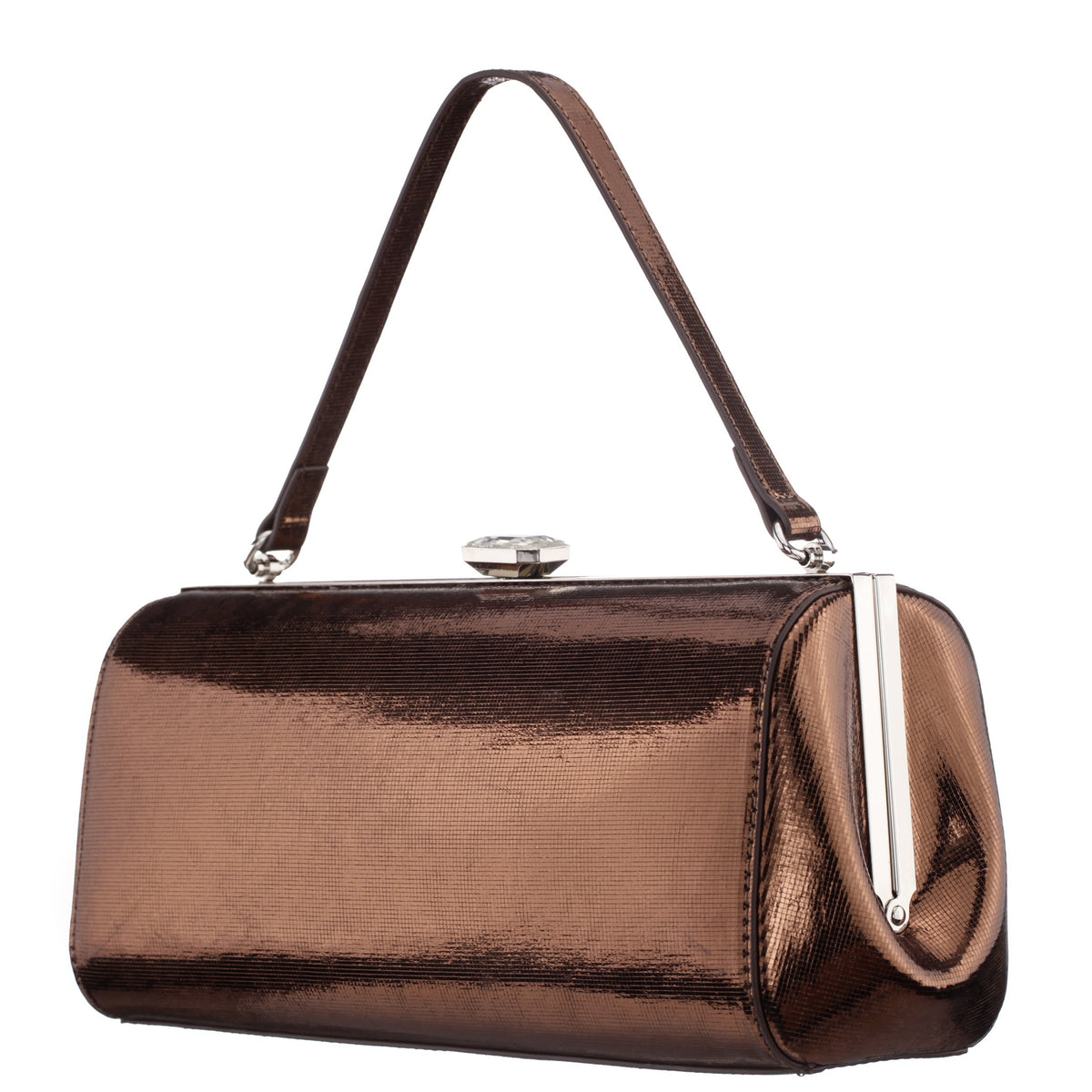 Delsie Brown Mini Geo Metallic Frame Clutch | Nina Shoes