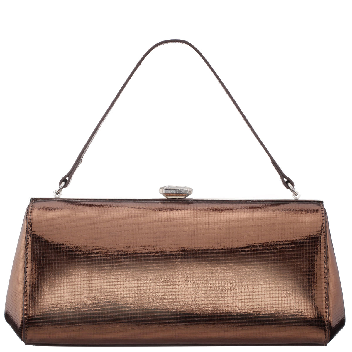 Delsie Brown Mini Geo Metallic Frame Clutch | Nina Shoes
