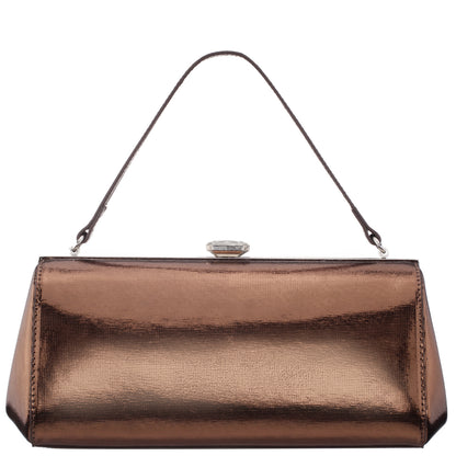 Delsie Brown Mini Geo Metallic Frame Clutch | Nina Shoes