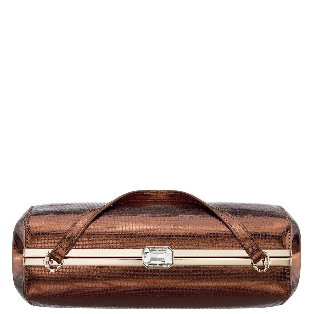 Delsie Brown Mini Geo Metallic Frame Clutch | Nina Shoes
