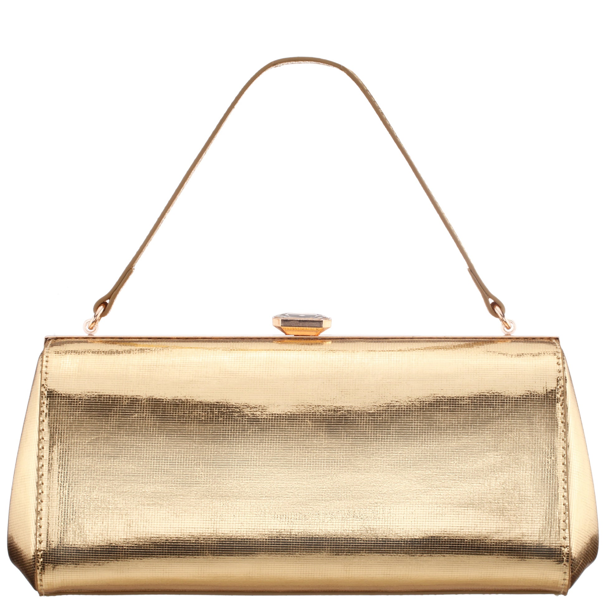 Delsie Gold Mini Geo Metallic Frame Clutch | Nina Shoes
