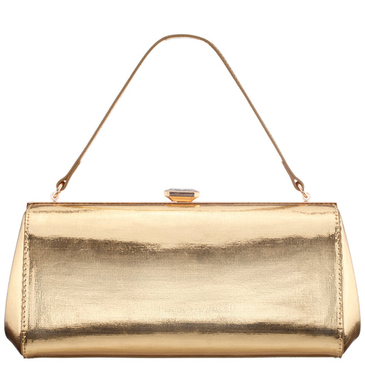 Delsie Gold Mini Geo Metallic Frame Clutch | Nina Shoes
