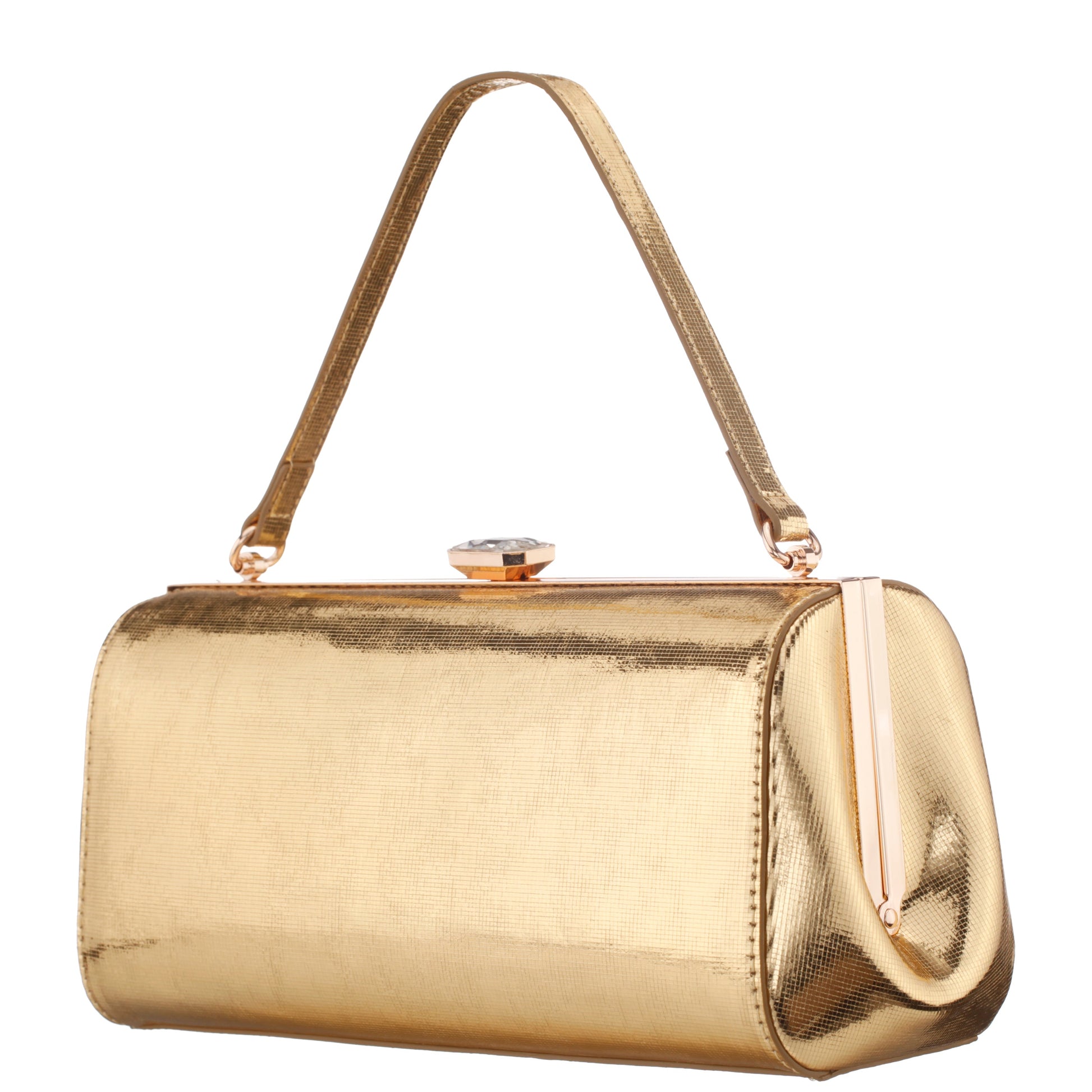 Delsie Gold Mini Geo Metallic Frame Clutch | Nina Shoes