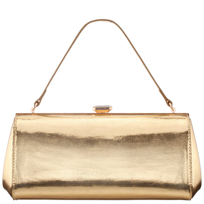Delsie Gold Mini Geo Metallic Frame Clutch | Nina Shoes