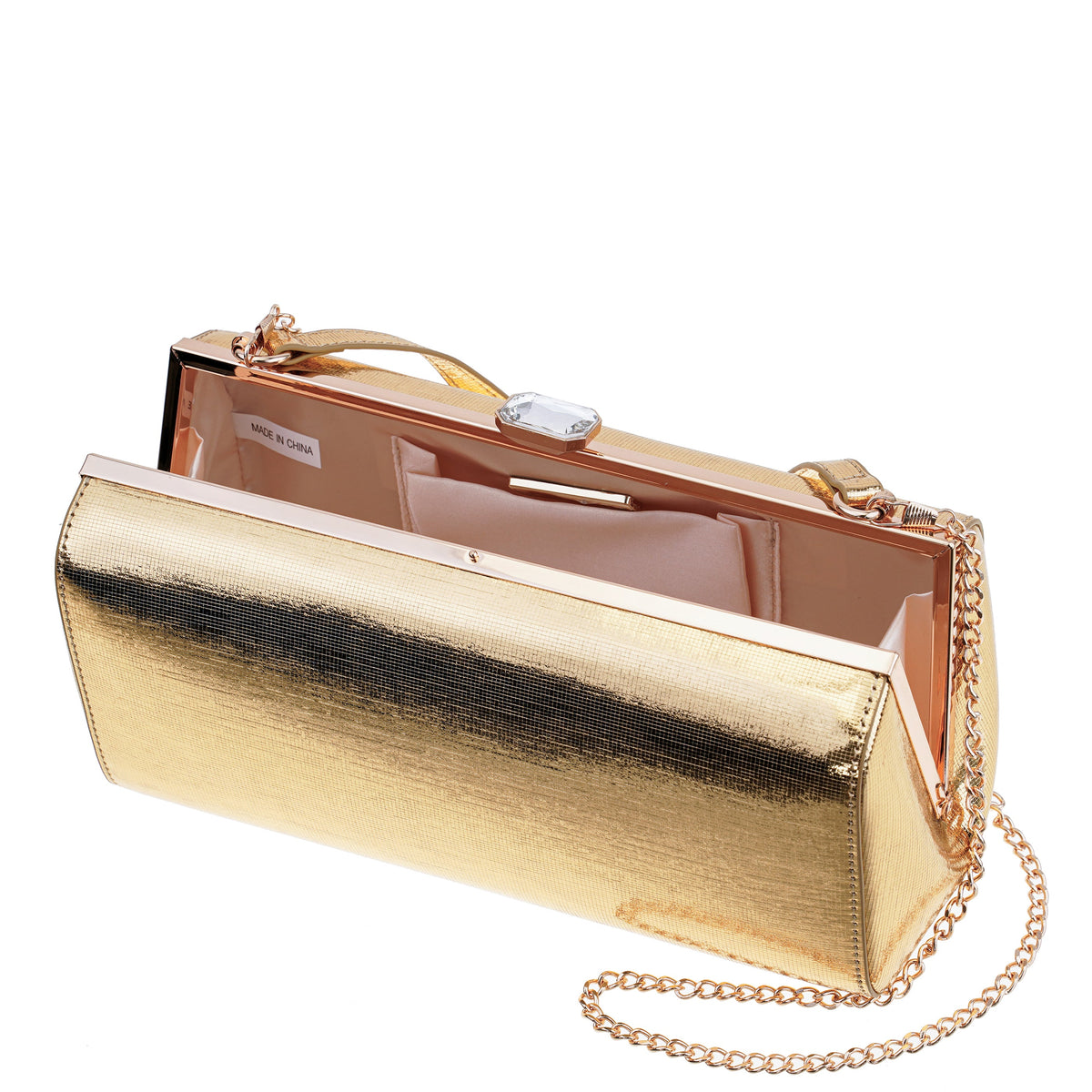 Delsie Gold Mini Geo Metallic Frame Clutch | Nina Shoes