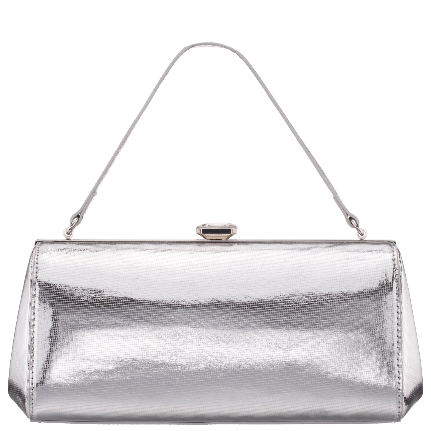 Delsie Silver Mini Geo Metallic Frame Clutch | Nina Shoes