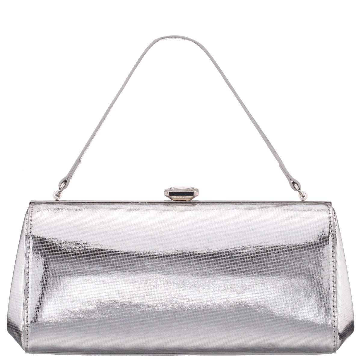 Delsie Silver Mini Geo Metallic Frame Clutch | Nina Shoes