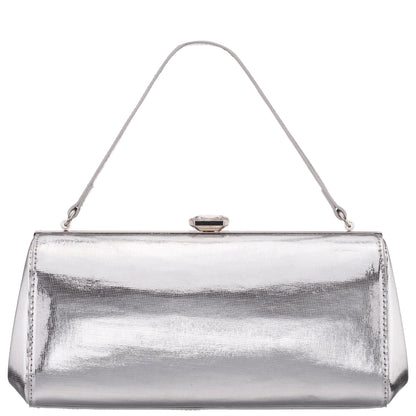 Delsie Silver Mini Geo Metallic Frame Clutch | Nina Shoes