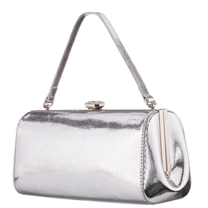 Delsie Silver Mini Geo Metallic Frame Clutch | Nina Shoes