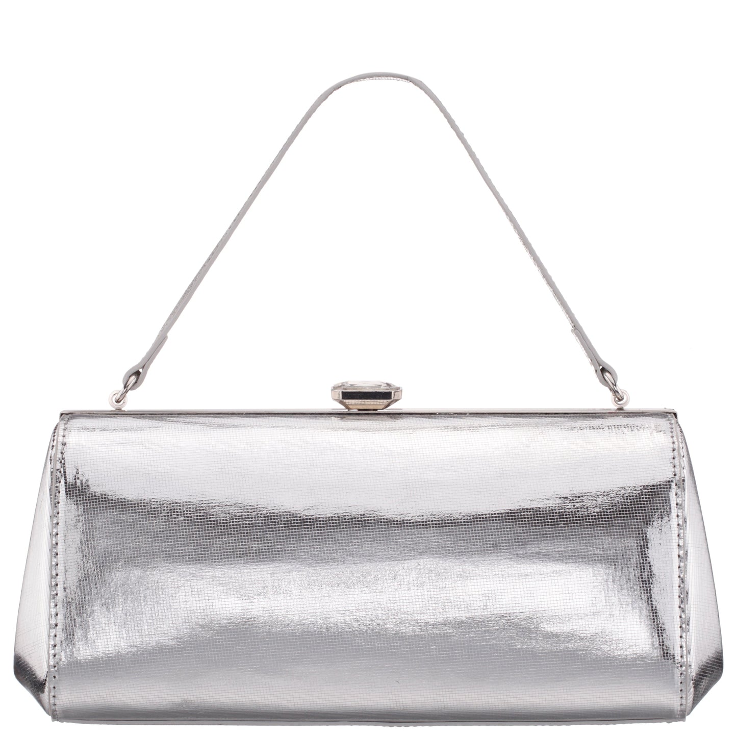 Delsie Silver Mini Geo Metallic Frame Clutch | Nina Shoes