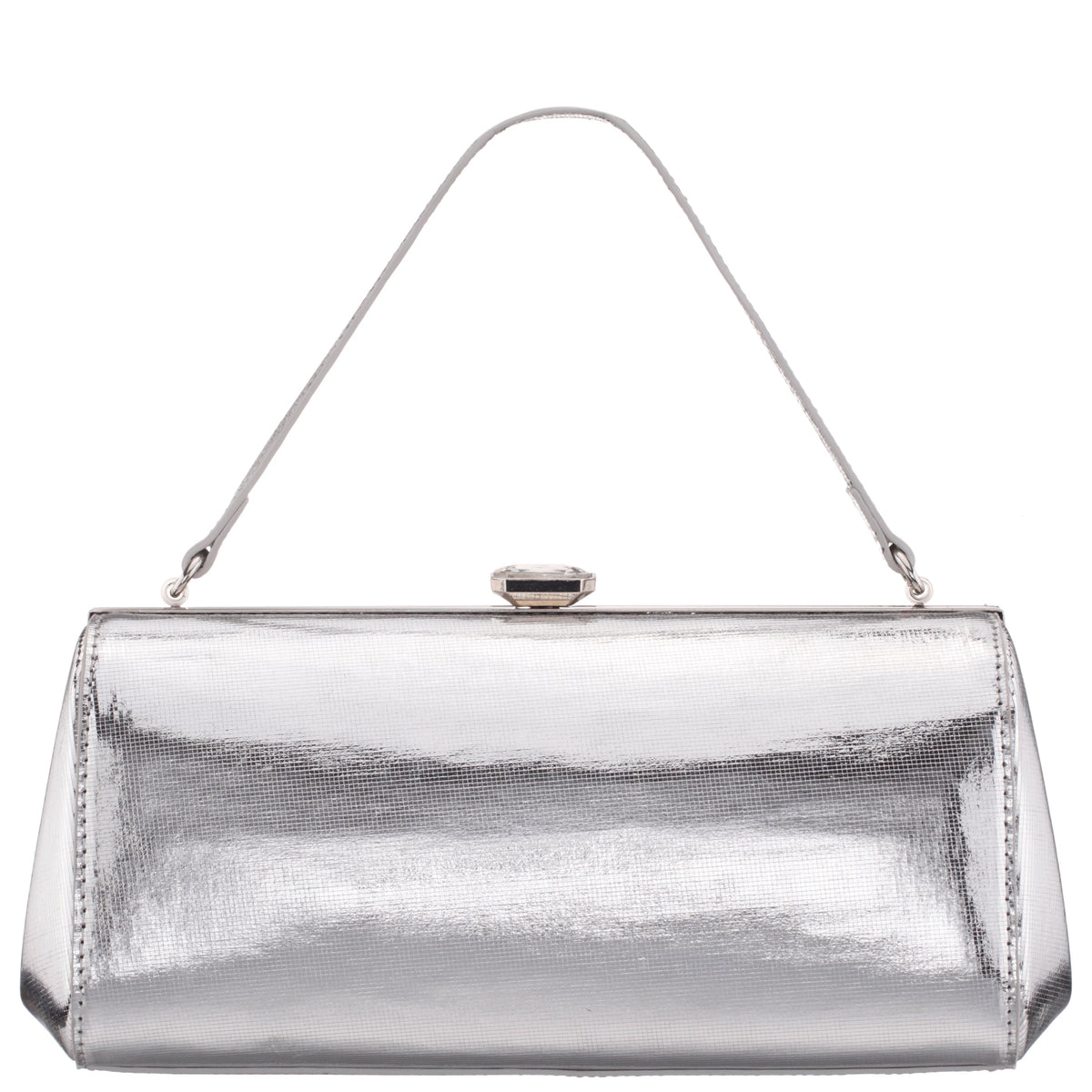Delsie Silver Mini Geo Metallic Frame Clutch | Nina Shoes