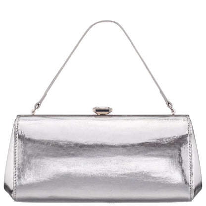Delsie Silver Mini Geo Metallic Frame Clutch | Nina Shoes
