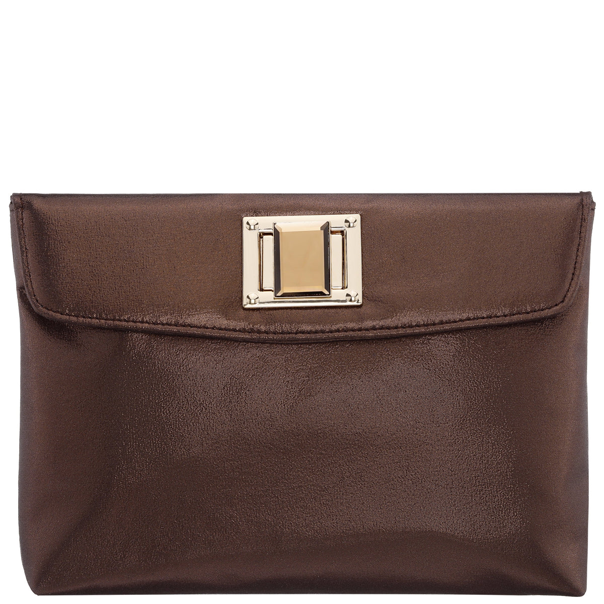 Grayson Brown Reflective Suedette Foldover Clutch | Nina Shoes
