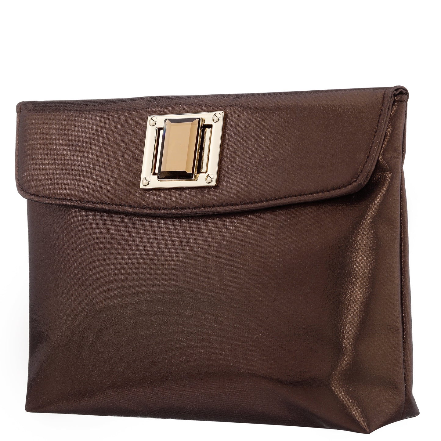 Grayson Brown Reflective Suedette Foldover Clutch | Nina Shoes