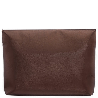 Grayson Brown Reflective Suedette Foldover Clutch | Nina Shoes