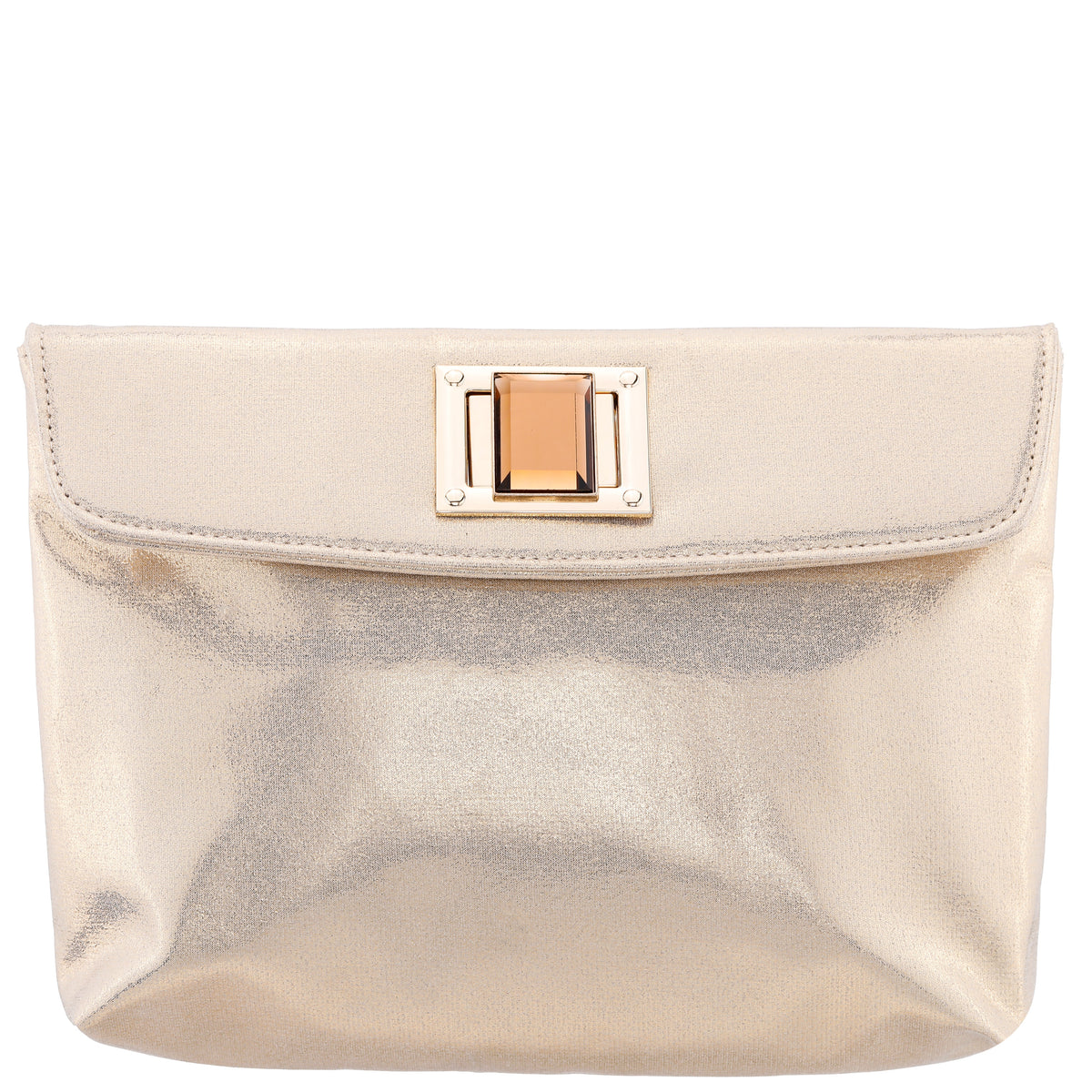 Grayson Gold Reflective Suedette Foldover Clutch | Nina Shoes