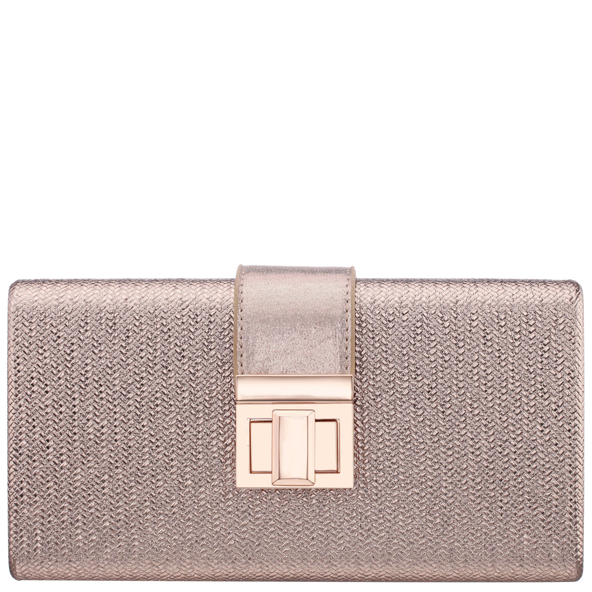 Presly Antique Gold Embossed Weav Minaudiere | Nina Shoes