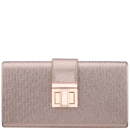 Presly Antique Gold Embossed Weav Minaudiere | Nina Shoes