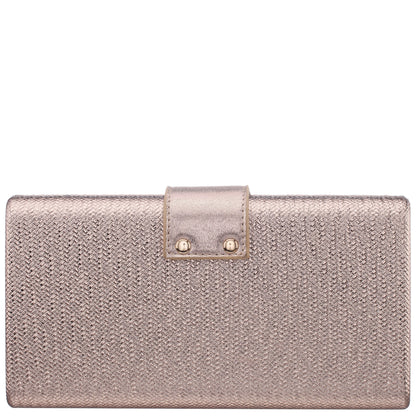Presly Antique Gold Embossed Weav Minaudiere | Nina Shoes