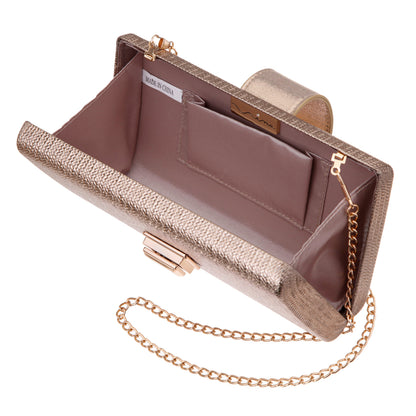 Presly Antique Gold Embossed Weav Minaudiere | Nina Shoes