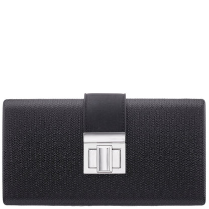 Presly Black Embossed Woven PU / Reflective Suedette Minaudiere | Nina Shoes