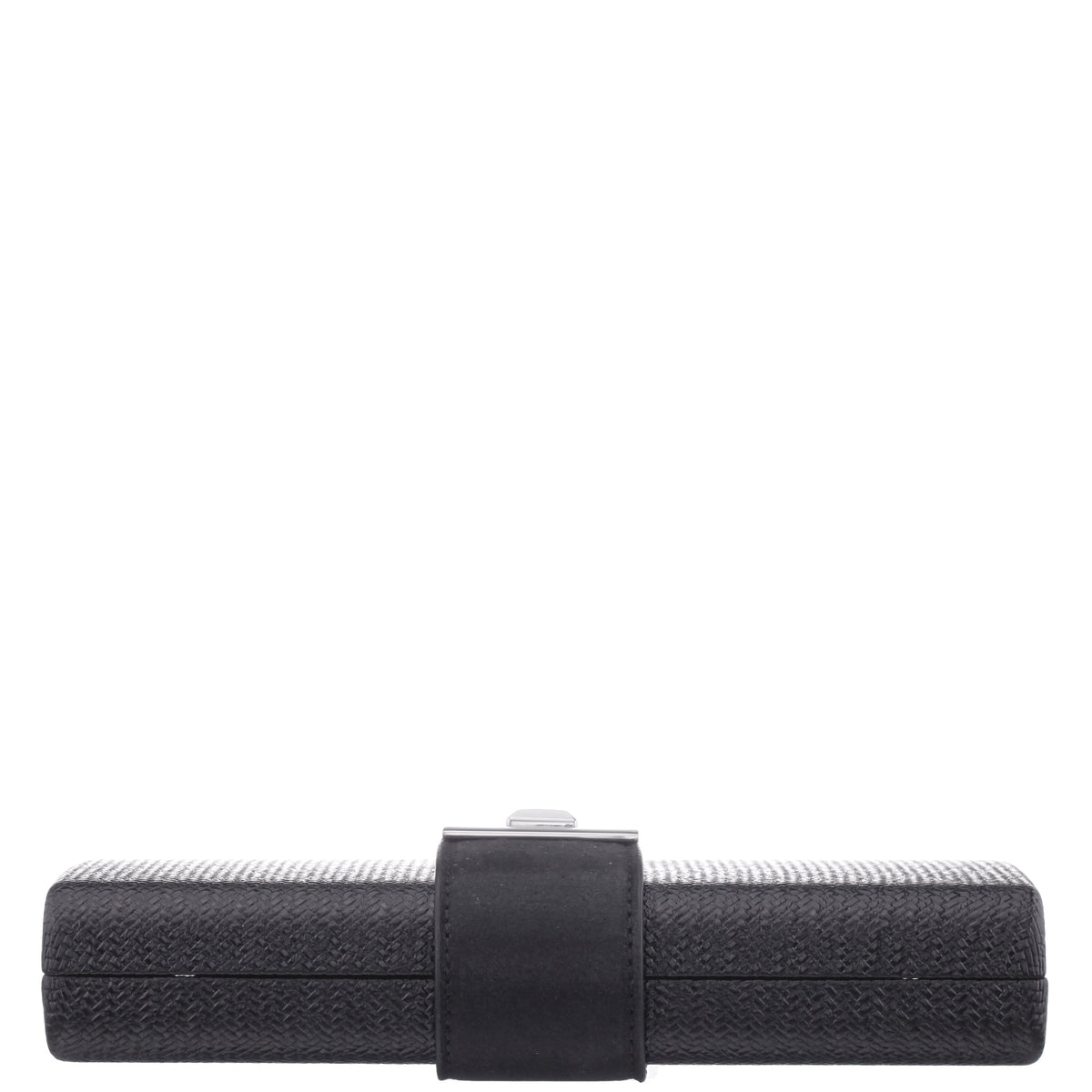 Presly Black Embossed Woven PU / Reflective Suedette Minaudiere | Nina Shoes