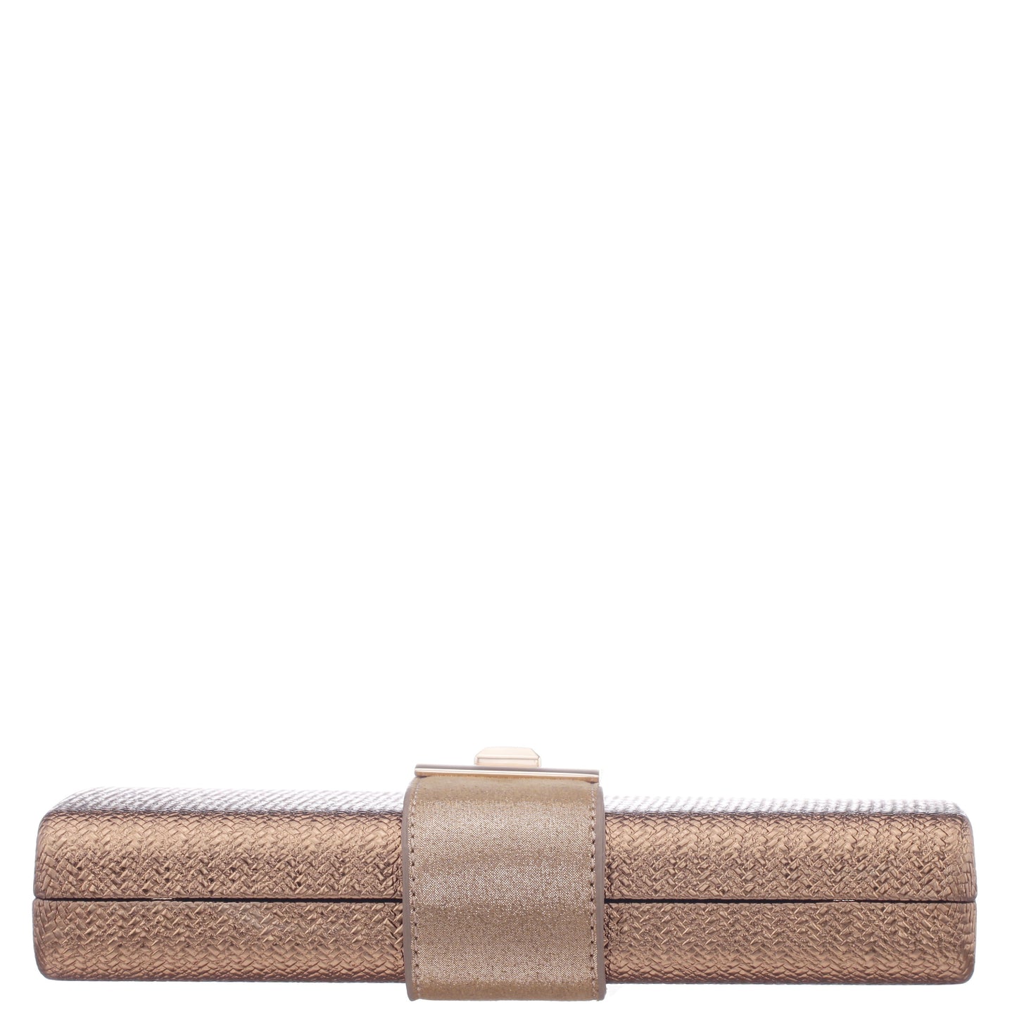 Presly Brown Embossed Woven PU / Reflective Suedette Minaudiere | Nina Shoes