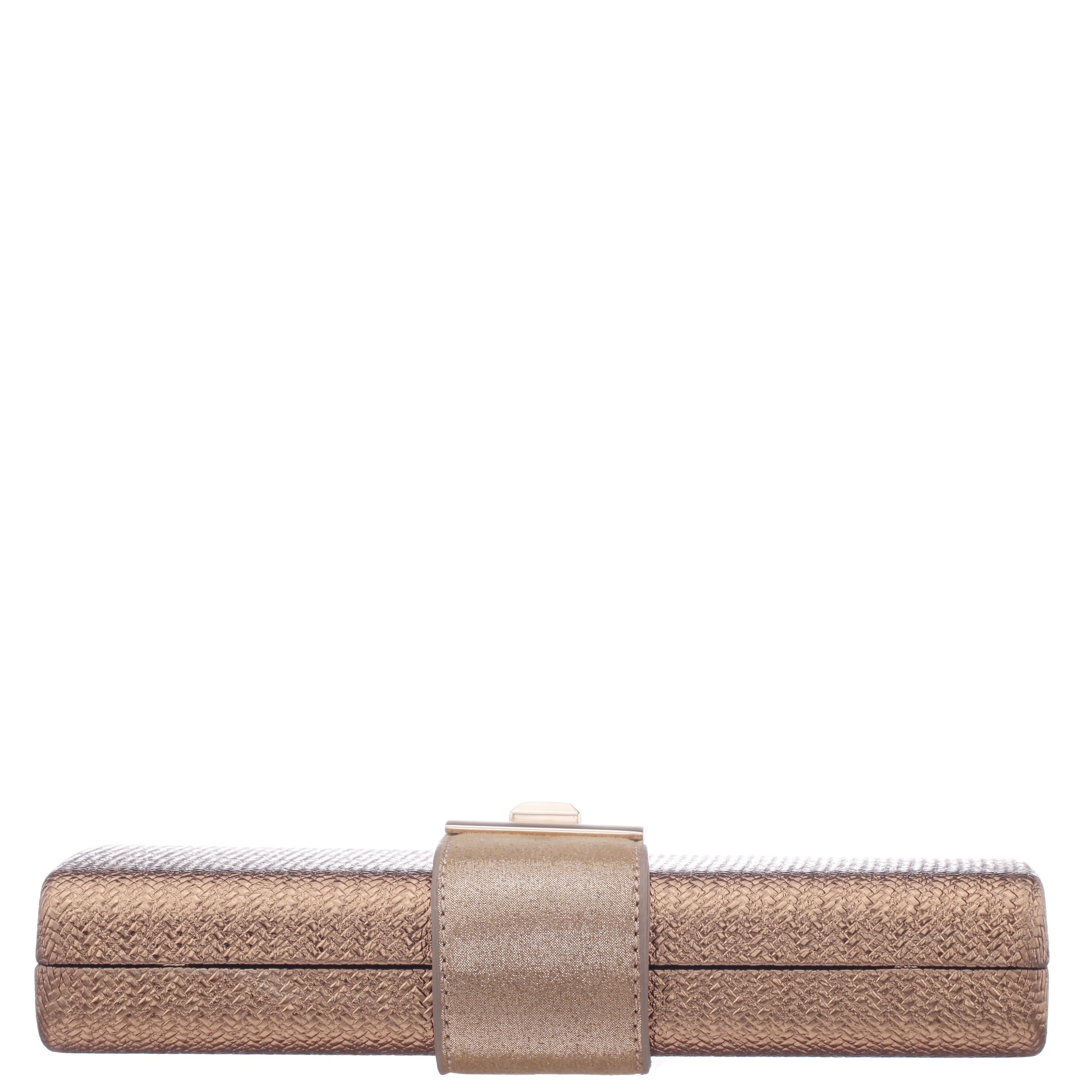 Presly Brown Embossed Woven PU / Reflective Suedette Minaudiere | Nina Shoes