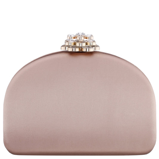 Nivi Brown Satin Minaudiere | Nina Shoes