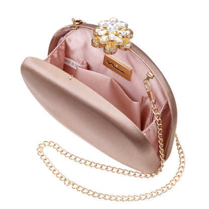 Nivi Brown Satin Minaudiere | Nina Shoes