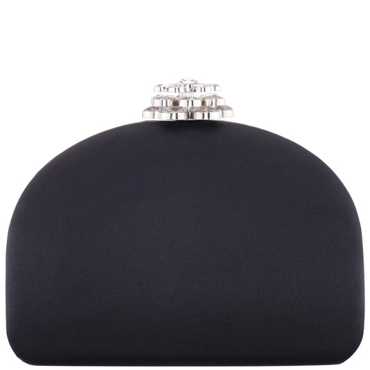 Nivi Black Satin / Glass Crystal Minaudiere | Nina Shoes