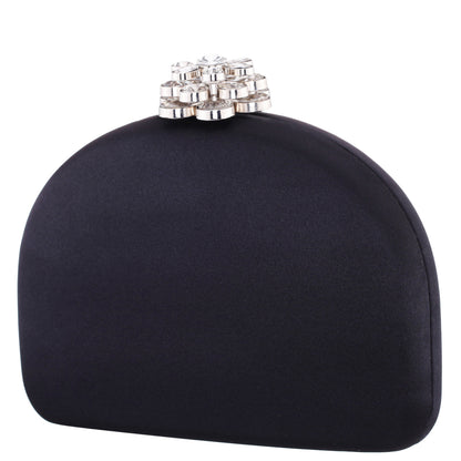 Nivi Black Satin / Glass Crystal Minaudiere | Nina Shoes