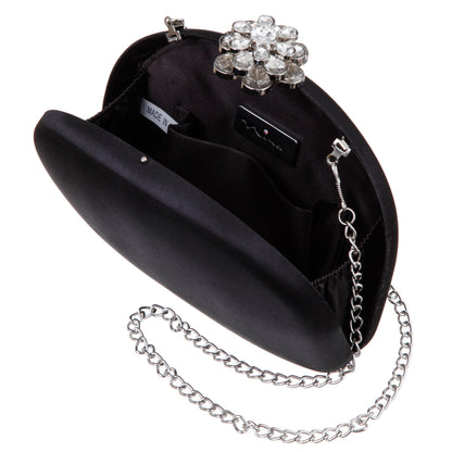 Nivi Black Satin / Glass Crystal Minaudiere | Nina Shoes