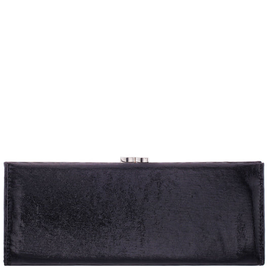 Tierney Black Mini Geo Metallic Fabric Frame Clutch | Nina Shoes
