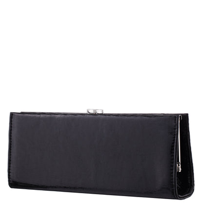 Tierney Black Mini Geo Metallic Fabric Frame Clutch | Nina Shoes