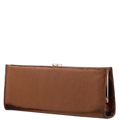 Tierney Brown Mini Geo Metallic Fabric Frame Clutch | Nina Shoes