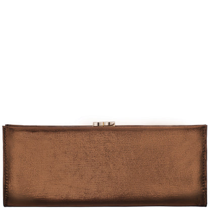 Tierney Brown Mini Geo Metallic Fabric Frame Clutch | Nina Shoes