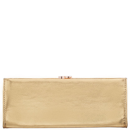 Tierney Gold Mini Geo Metallic Fabric Frame Clutch | Nina Shoes