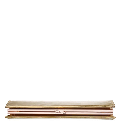 Tierney Gold Mini Geo Metallic Fabric Frame Clutch | Nina Shoes
