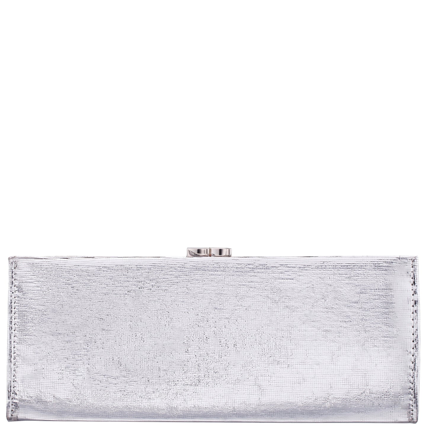 Tierney Silver Mini Geo Metallic Fabric Frame Clutch | Nina Shoes
