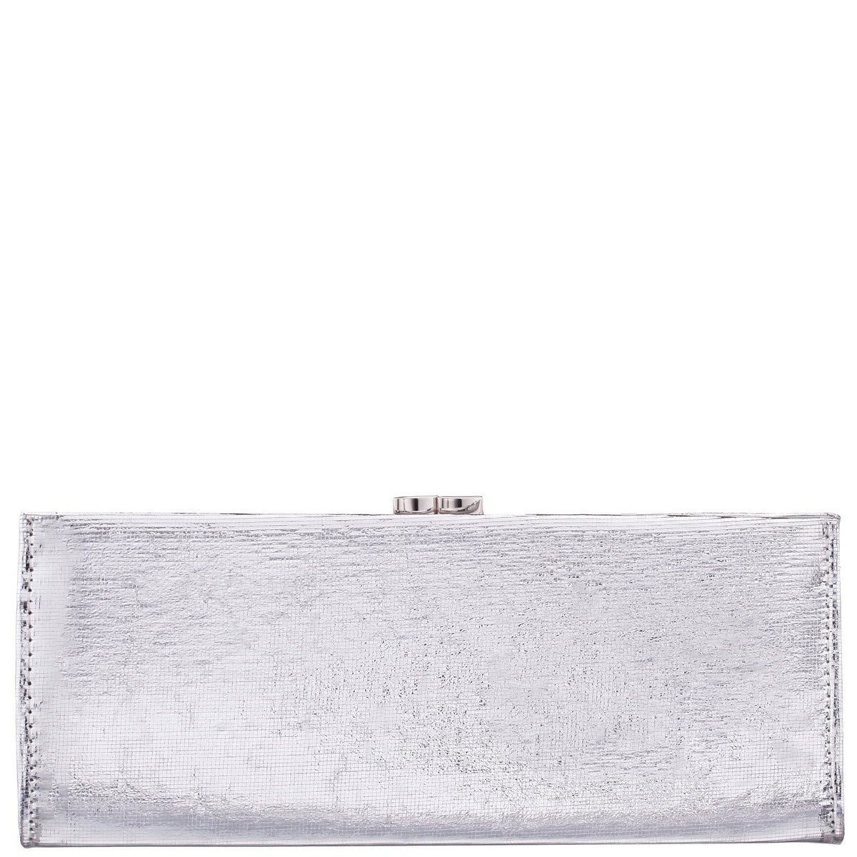 Tierney Silver Mini Geo Metallic Fabric Frame Clutch | Nina Shoes