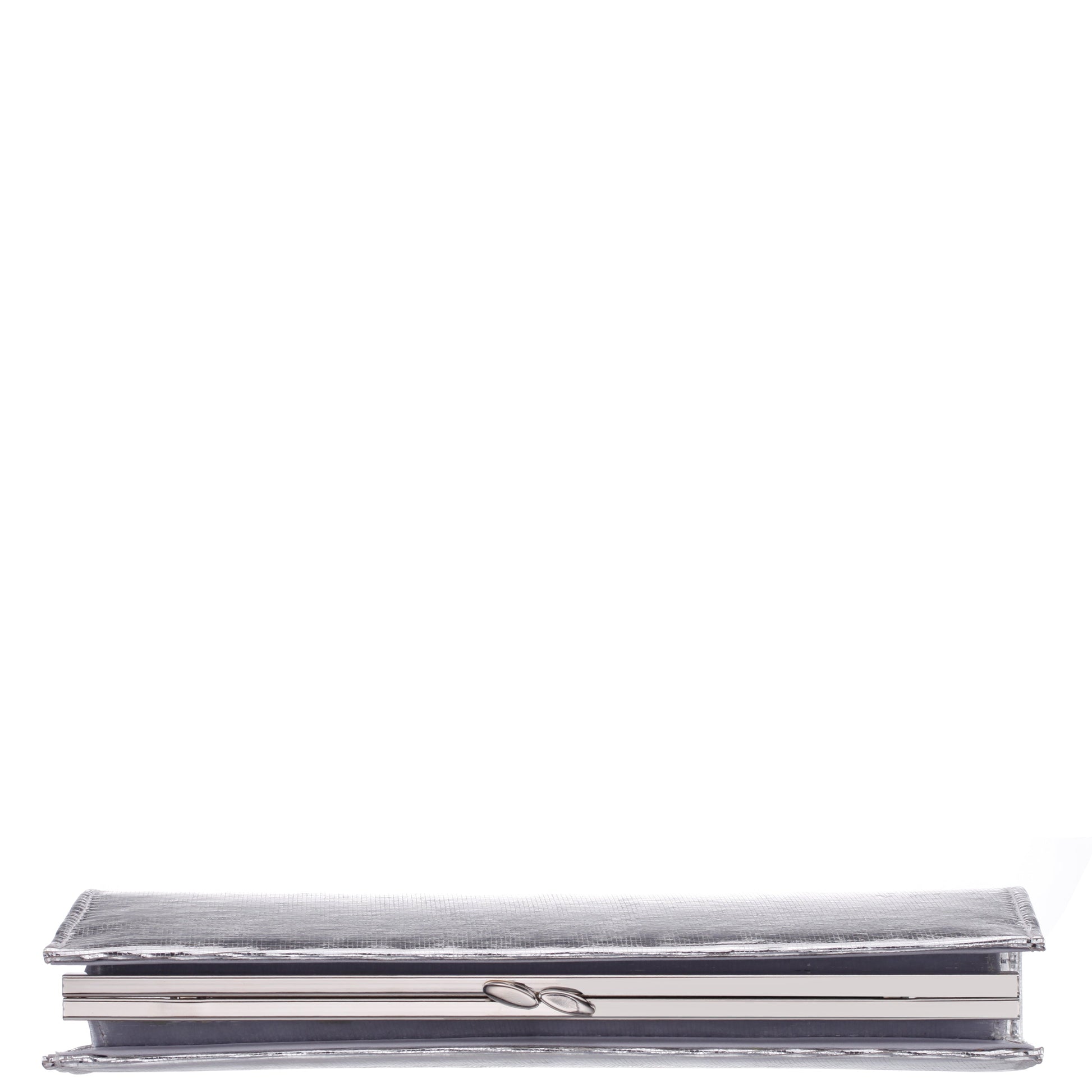 Tierney Silver Mini Geo Metallic Fabric Frame Clutch | Nina Shoes