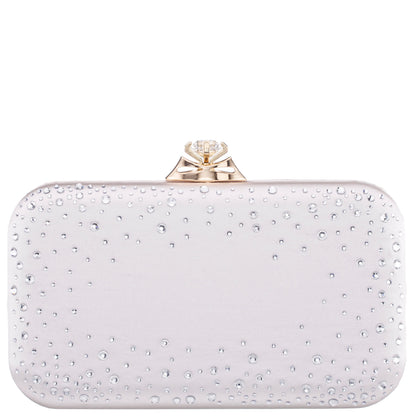 Lindsay Beige Satin / Glass Crystal Minaudiere | Nina Shoes