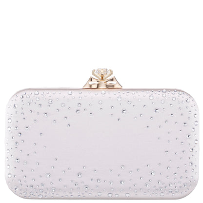Lindsay Beige Satin / Glass Crystal Minaudiere | Nina Shoes