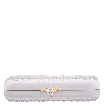 Lindsay Beige Satin / Glass Crystal Minaudiere | Nina Shoes