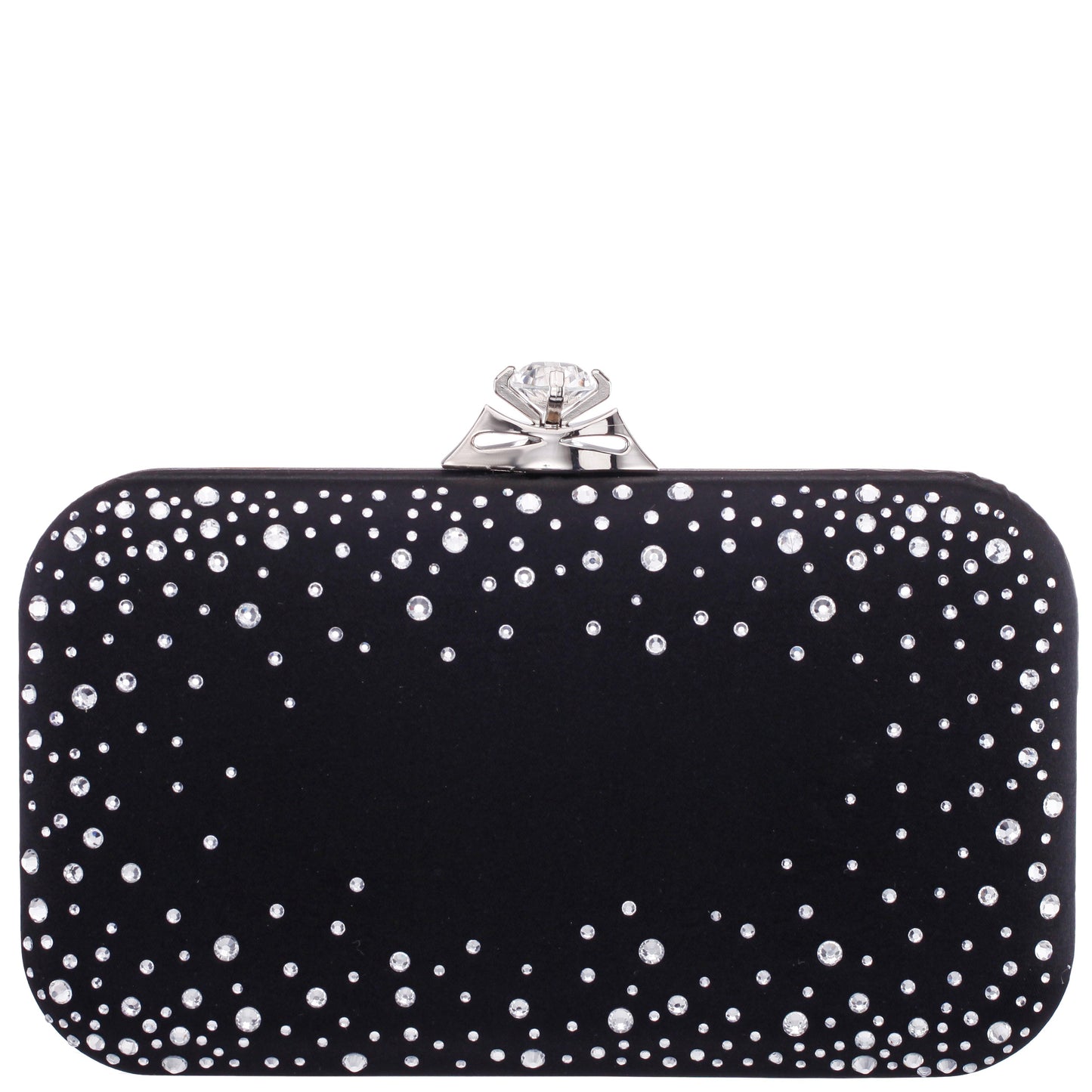 Lindsay Black Satin / Glass Crystal Minaudiere | Nina Shoes
