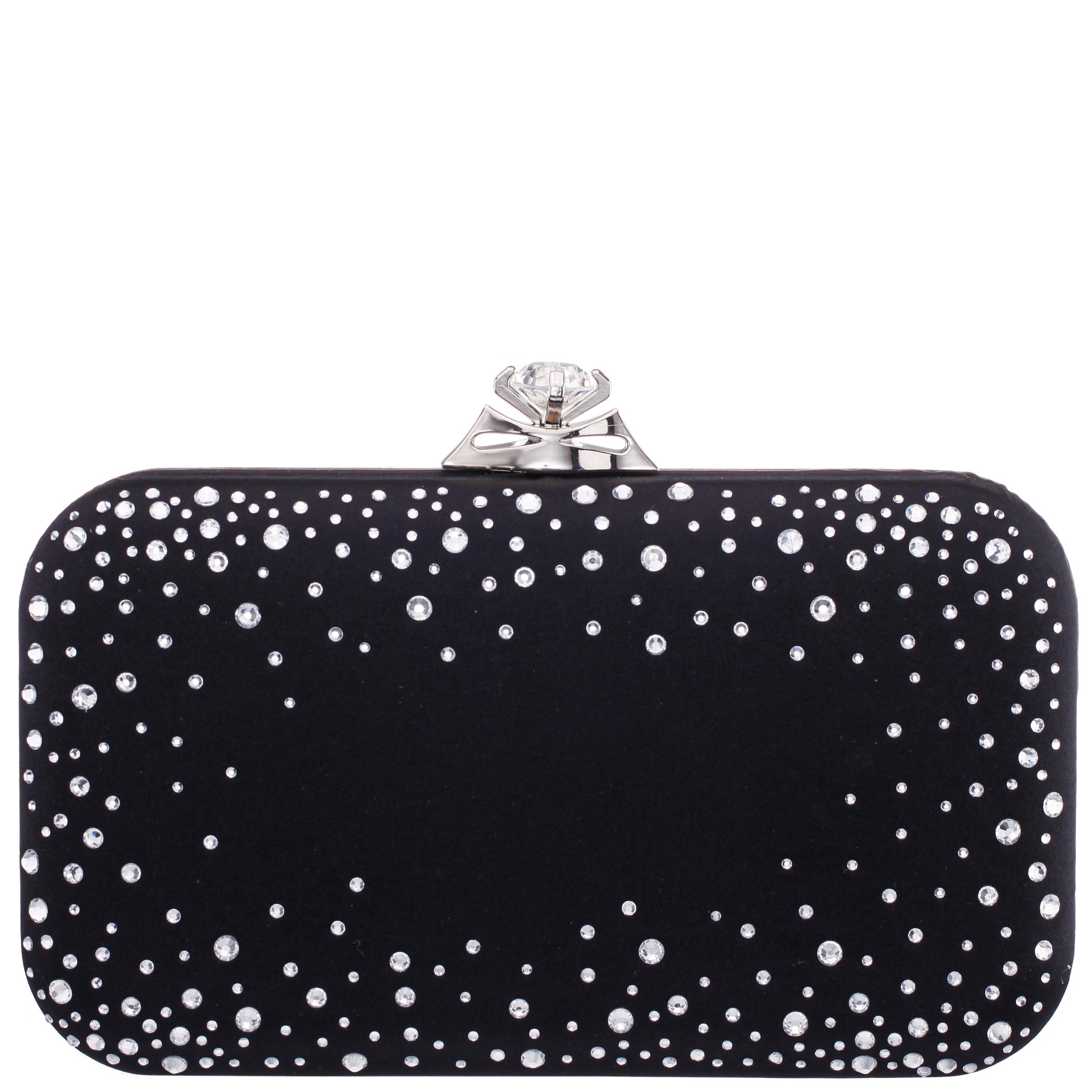 Lindsay Black Satin / Glass Crystal Minaudiere | Nina Shoes