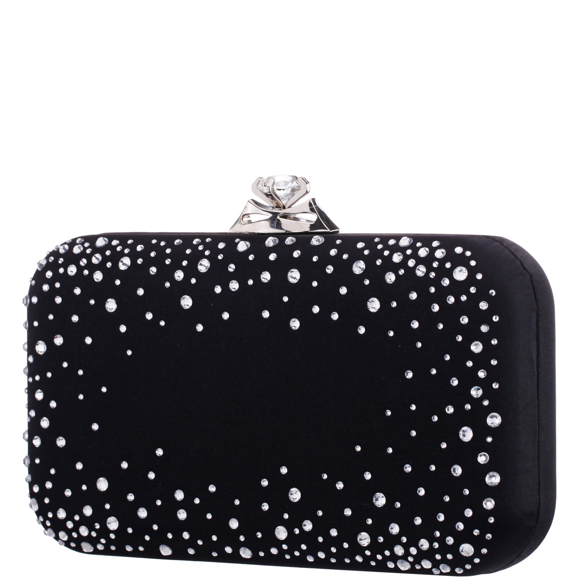 Lindsay Black Satin / Glass Crystal Minaudiere | Nina Shoes